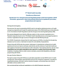 WHA77 Constituency Statement: INB to negotiate a WHO instrument on pandemic prevention, preparedness and response