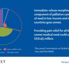 Graphic showing how the unmet need for pain relief is centred on low- and mid-income countries