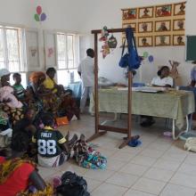 Patients and staff at Marrere Health Center in Marrere, Mozambique. 