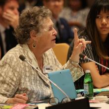 Vicki Pinkney Atkinson, lors de l’audience interactive des Nations Unies sur les MNT à New York, en 