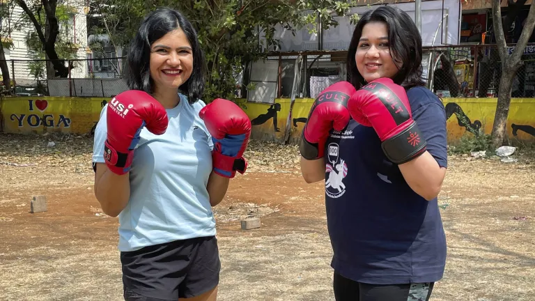 Woman in india with boxing gloves NCD advocates