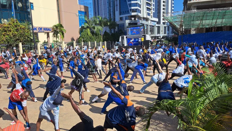 People exercising in Kigali Car-Free Day in Rwanda 