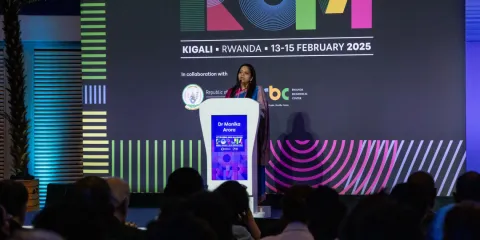 NCDA President Monika Arora delivering a speech at the Opening Ceremony of the Global NCD Alliance Forum 2025