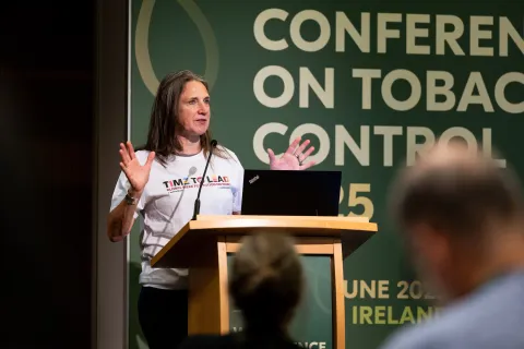 Alison Cox, NCDA Policy and Advocacy Director, speaking at a workshop at WCTC 2025 in Dublin 