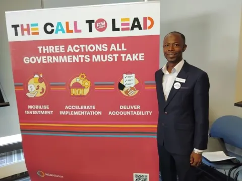 The author during an NCD advocates gathering preceding the Multi-stakeholder hearing. 