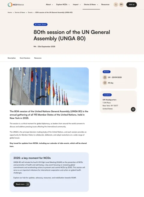 ncdalliance.org 'Event' page screenshot