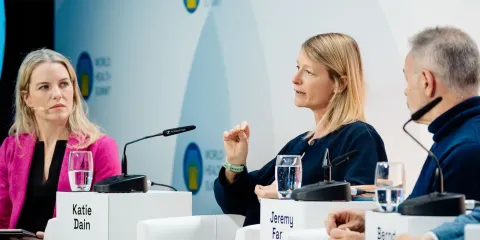 Katie Dain speaking at a WHS2025 event organised by BMG