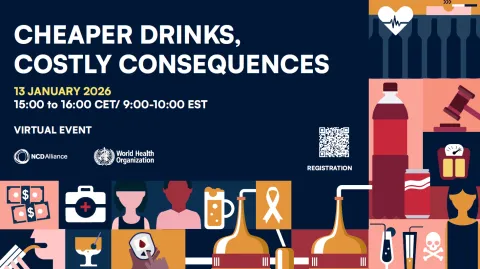 Event flyer NCDA WHO event 'Cheaper Drinks, costly consequences'