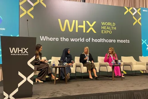 Four women on a health policy panel in Dubai