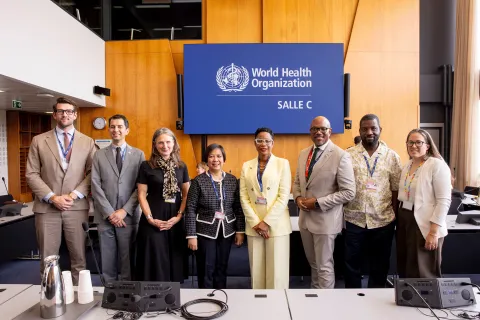 panellists at NCD financing event in geneva WHA