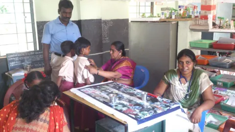 Physicians conduct regular health check up at Chettinad Hospital Research Institute in Chennai, India.