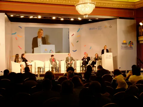 NCD Alliance CEO Katie Dain speaking at the WHO Global Conference on NCDS, Montevideo, Oct. 2017