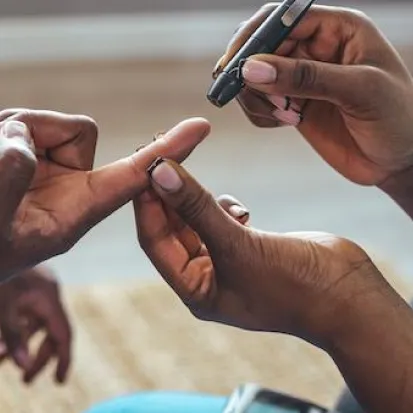 finger being poked for a test