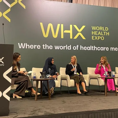Four women on a health policy panel in Dubai