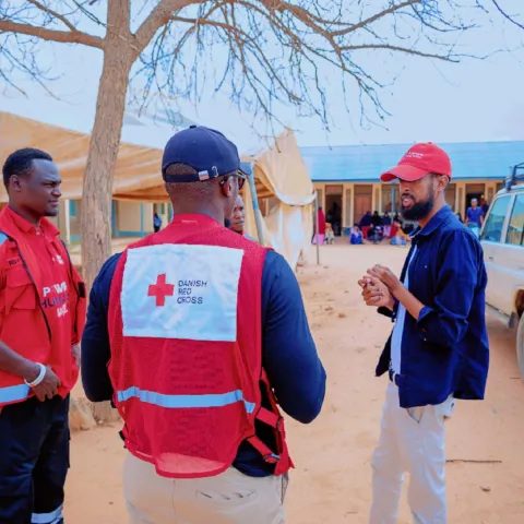 Three workers of the Danish Red Cross and the Kenia Red Cross at the  at the Dadaab Refugee Camp in Kenia