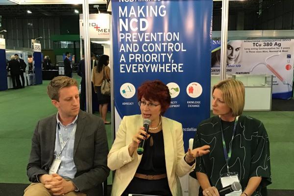 Dr Flavia Bustreo, WHO Former Assistant Director General and Global leader for health, rights of women, children, adolescents and older people, speaks at an NCD Café session at 2018 FIGO World Congress.