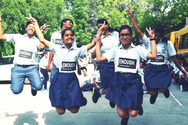 Students in India, wearing T-shirts with the Enough campaign logo and organised by the NGO HRIDAY, joined Walk the Talk, 20-21 May